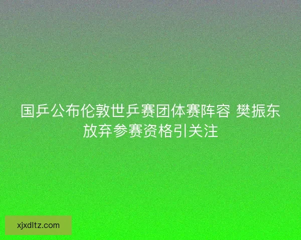 国乒公布伦敦世乒赛团体赛阵容 樊振东放弃参赛资格引关注 国乒公布伦敦世乒赛团体赛阵容 樊振东放弃参赛资格引关注